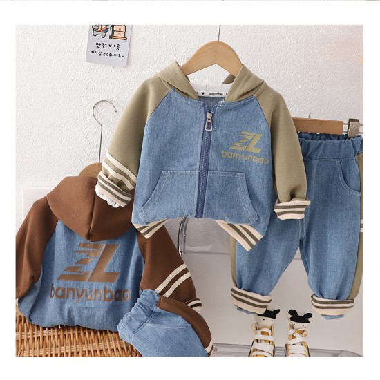 Boy Casual Zipper Hoodie Pants&trousers Two Pieces Clothing Toddler Kids Tracksuit Outfit Children Clothes Sets Baby