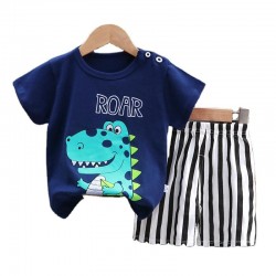 Wholesale Kids Set Clothes Summer Cartoon Baby boy Dinosaur Clothes Little Children's T-shirt for boys