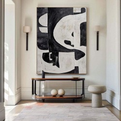 Custom contemporary black and white hand-painted wall pictures modern canvas oil paintings art luxury home decor