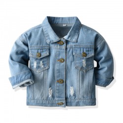 Wholesale High Quality Unisex Long Sleeves Spring And Autumn Outerwear Coat Baby Boys Girls Denim Jackets Coats