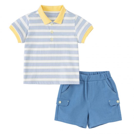 Customizable Kids' Summer Outfit Sets - Polo Shirts and Shorts for Boys Aged 8-10, 100% Soft Cotton, Sublimation Printing for a Casual, Comfortable Fit