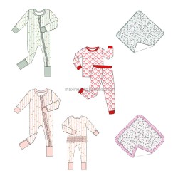 Bamboo Baby Clothes Double Zippers Rompers Jumpsuit Kids Baby Onesie Footed Sleepwear Kids Pajamas Wholesale