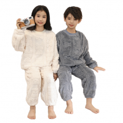 Good Quality Flannel Winter Kid Home Wear Suit Pajamas Coral Fleece Pajama Soft Velvet Pyjamas Set Thick Clothes Children