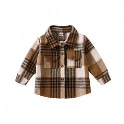 0-5Yrs Children Boys Plaid Shirt Cotton Lapel Long Sleeve Blouse Autumn Botton Up Cardigan Jackets Spring Clothing Outfits