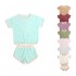 2024 New Trend Terry Cloth Customized Knit Summer Baby Suit Solid Color Breathable Baby Clothing Sets