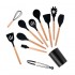 Wholesale Cooking Kitchen Cookware Wooden Handle 12 Piece Silicone Utensil Set with Plastic Container