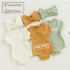 Spring Baby Cute Bow Soft Plain Short Sleeve Snap Button Custom New Born Ribbed Onesie Tee Toddler Girl Bubble Rompers