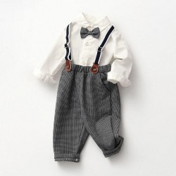 Wholesale Cotton Fabric Solid Color Formal Boy children's Clothes Kids clothing 2 Pieces Sets