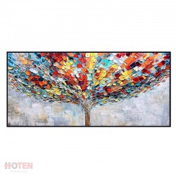 Handmade Modern Style Oil Painting Colorful Tree on Canvas Wall Art for Home Bedroom Dining Room Decoration