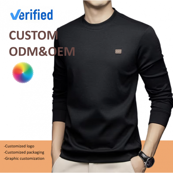 2024 Autumn New Crew Neck Design Men's Fashion Casual Long Sleeve Polyester T-shirt With Graphic