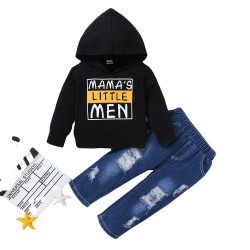 hot sale fall baby boys clothing set Letter print Hoodie + boys jeans suit 2pcs for kids 1-4 years