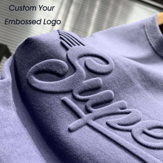 Custom 3D Emboss Logo Tee Shirt Men Cotton Tshirt Oversize Plain Graphic Custom 3D Embossed Mens T-Shirts