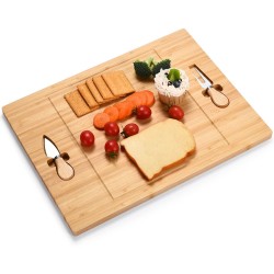 Charcuterie Board Cheeseboard Knife Utensil Set Bamboo Wooden Cheese Board With Knife & Fork Set