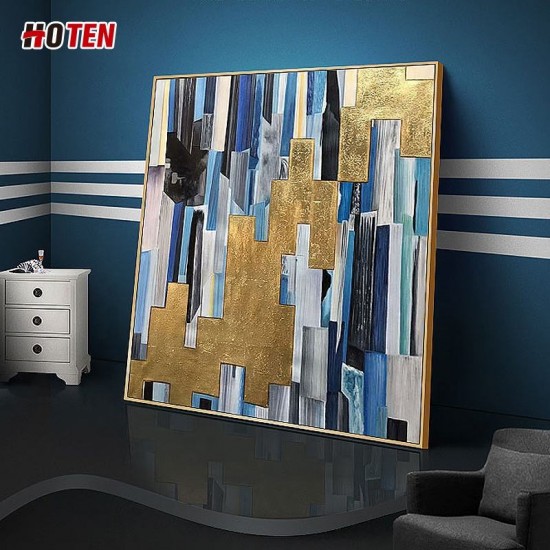 Pure hand-painted oil painting golden gold leaf abstract hanging painting city home living room decoration painting