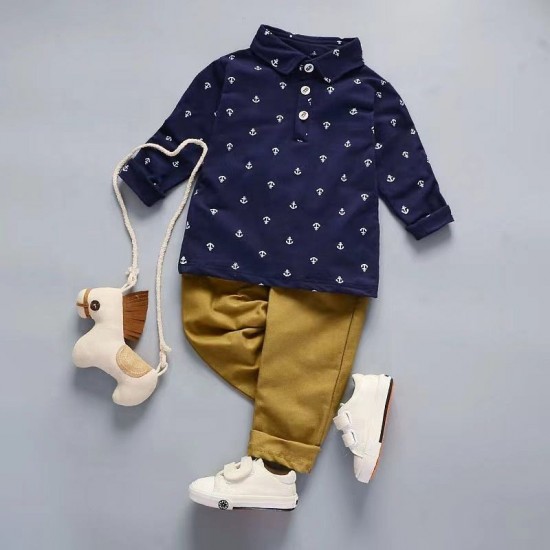 Stock 1 2 to 3 4 5 Year Old Kids Shirt and Pants Sets Baby Boy Gentleman Outfit Toddler Boys Clothing Children Clothes Wholesale