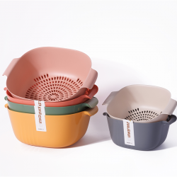 Multifunctional Kitchen Colander Bowl Set Stackable Food Strainers Vegetable Washers Dryer Durable Plastic Home Use Basket