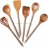 Wooden Cooking Utensils w/Metal Handle Kitchen Utensil Cooking Set of 6 Wooden Spoons Spatula Set, 14" Long Cooking Gadgets