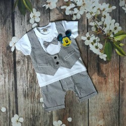 Cotton Summer Striped Baby Boy Clothes Set - Customizable Kids' Clothing